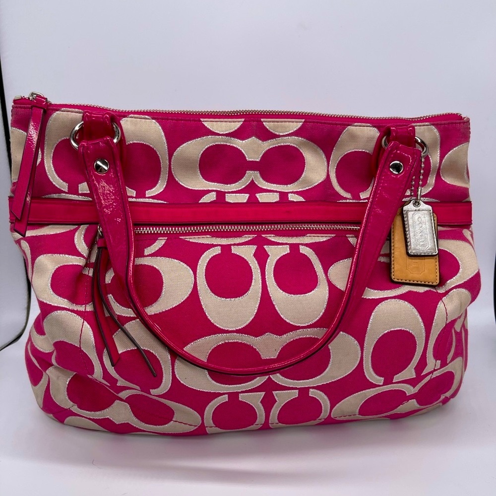 Coach Poppy Signature Metallic Glam Tote
